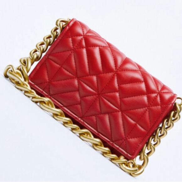 Red quilted Zara shoulder bag - Picture 3 of 3